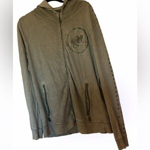Parasuco men’s distressed zipper luxury studded hoodie  Sz XL